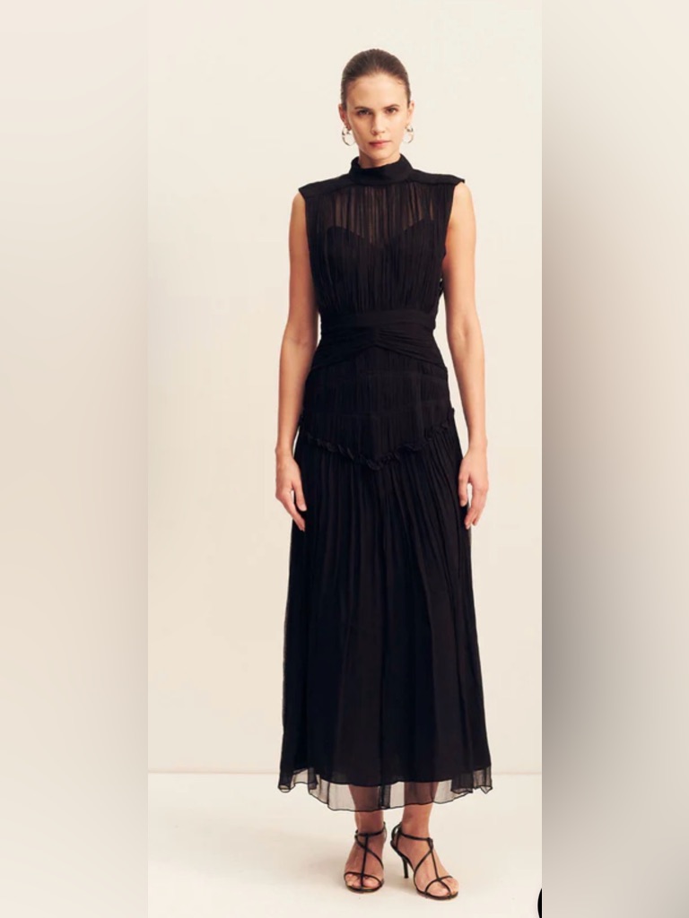 Shona Joy Clemence High Neck Midi Dress - Black
